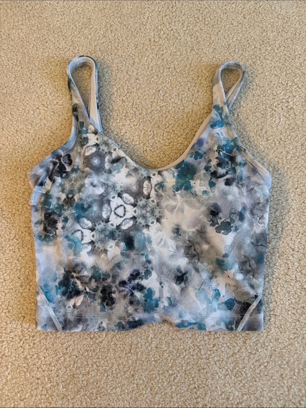 Lululemon Floral Watercolor Cropped Align Tank - Teal & Gray